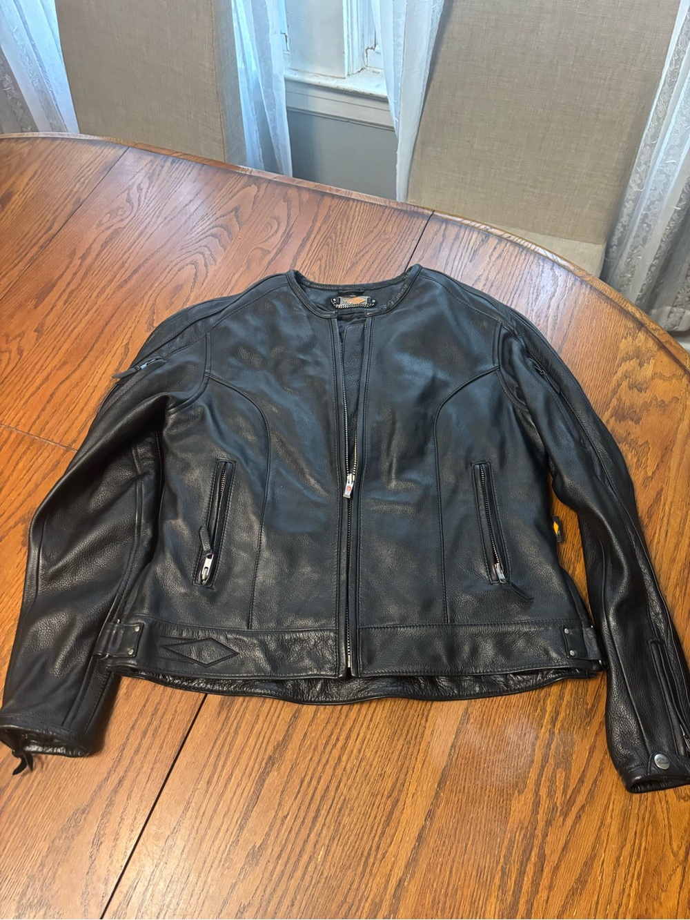 Power Trip leather motorcycle jacket black womens M